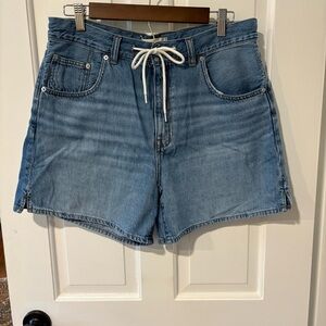 Madewell Light Blue High-Rise Drawstring Denim Shorts
